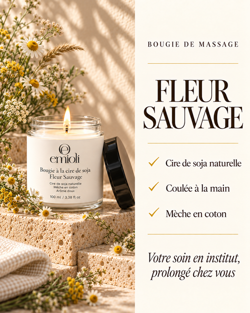 Bougie de massage à la cire de soja emioli Fleur sauvage