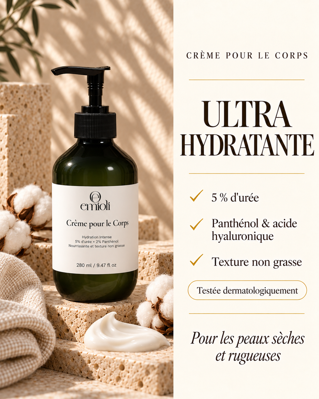 Crème pour le corps ultra hydratante emioli