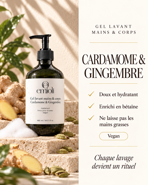 Gel lavant mains et corps emioli Cardamome & Gingembre